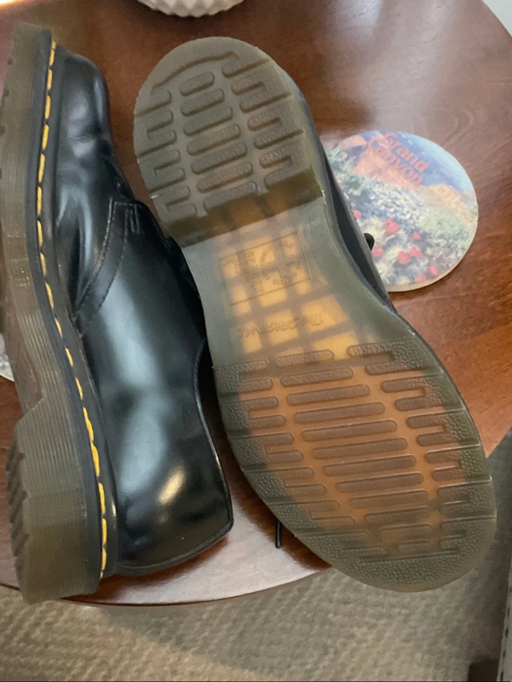 Dr. Martens Black Leather 3-Eye Derby with Yellow Stitching